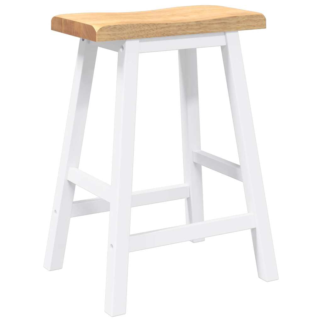 Juego de 2 taburetes de bar, madera maciza, árbol de goma con reposapiés, para cocina, bar, restauración, salón y fiesta, adecuado para asientos y taburetes de mostrador