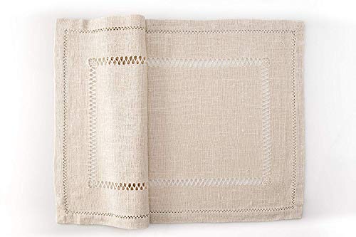 Tris moyen de centres Table brodées à la main Aleandro Made en Italy pur lin vieux Cover