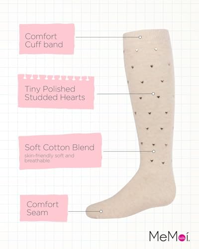 MeMoi Girls' Sweetheart Studded Knee-High Socks3