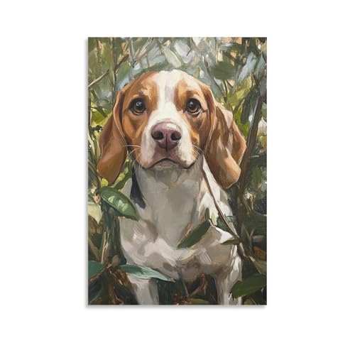 Cuadro en lienzo de perro Beagle y póster impreso para decoración de dormitorio 50x75