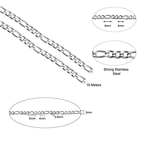 Danlingjewelry 30 Feet 304 Stainless Steel Unwelded Figaro Chain Link In Bulk For Necklace Jewelry Accessories Diy Making 3Mm #TOP1