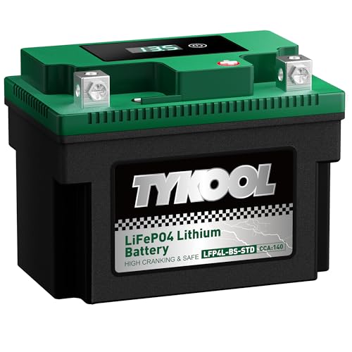 Image of TYKOOL LFP4L-BS-STD 12V Lithium Battery, Replaces YTX4L-BS, 140CCA 3Ah, Fits for ATV Motorcycle Scooter Lawn Mower, Compatible with Polaris Outlaw 50 Honda Grom, Digital Readout