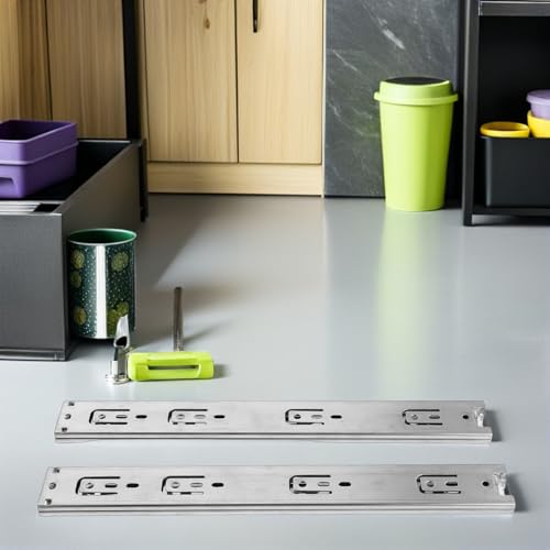 Rails de glissement robustes iplusmile 355 cm coulisses acier tiroir cuisine - 7