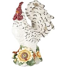 Cosmos 96418 Fine Porcelain Large Rooster with Sunflower Figurine, 15-1/4-Inch, White