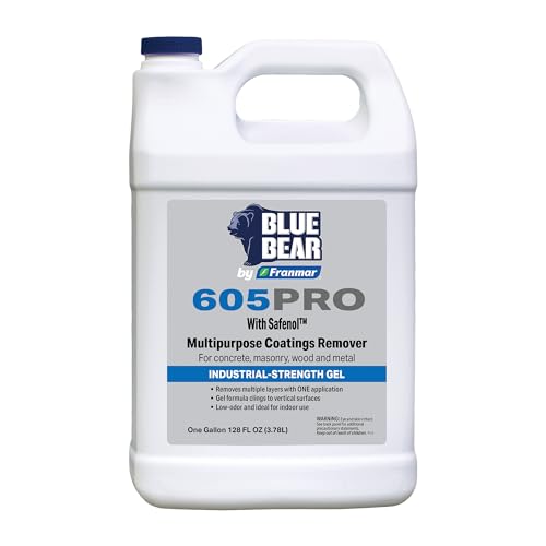 Blue Bear 605PRO: Multipurpose Coatings Remover – Professional, Low-Odor, Non-Caustic Formula Removes Paint, Varnish, Enamel & Urethane from Wood, Metal, Concrete & Masonry – 1 Gal
