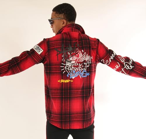 Image of SCREENSHOT Shacket 3202 Mens Casual Plaid Flannel Shacket Shirt Jacket Button Down Long Sleeve