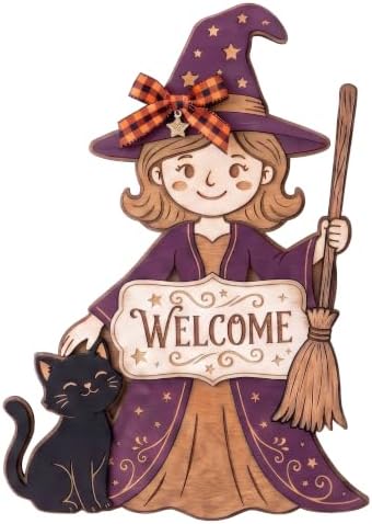 Halloween Witch Welcome Sign Halloween Door Decor Front Door Wreath image 2