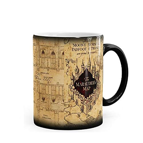 Myconvoy Color Changing Mug-Heat Changing Coffee or Tea Mug Heat Sensitive Color Changing Cup Ceramic Simple Office Cup from Animation peripherals Film and Television (Marauders map)