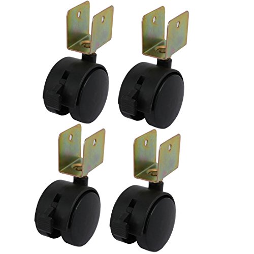 Aexit 4pcs 1.8-inch Civil Equipment Hardware Accessories Dia Wheel 24mm U Bracket Swivel Brake Caster Black for Crib Model:97as129qo555