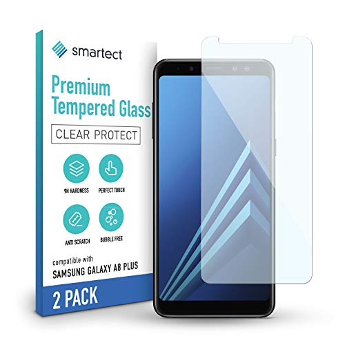 smartect Cristal Templado para Móvil Samsung Galaxy A8 Plus 2018 [2 Unidades] - Protector de pantalla 9H - Diseño ultrafino - Instalación sin burbujas - Anti-huella
