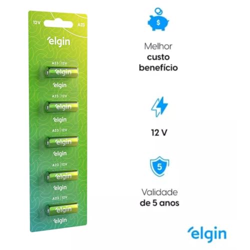 BATERIA ALCALINA A23, 82195, 12V com 5 pilhas, Elgin