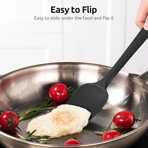Image of U-Taste Silicone Cooking Spoons 600ºF Heat Resistant Spatula, 2Pcs, Black