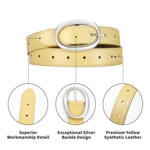 Women's Belt with Silver Buckle Faux Leather Fashion Belt for Casual & Formal Outfits Adjustable Waist Belt Gift4