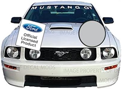 Decal Mods - Bandera para parabrisas delantero compatible con Ford Mustang (2005  2009), diseño gráfico V6 GT  MGT (plateado metálico)  CMS