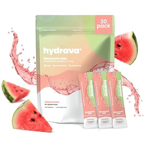 Hydrava Electrolyte Sachets | 30 Pack | Sugar Free Electrolytes with Sodium Magnesium Vitamin C & More | Rehydration Powder with All Natural Flavours and Zero Sugar | Watermelon