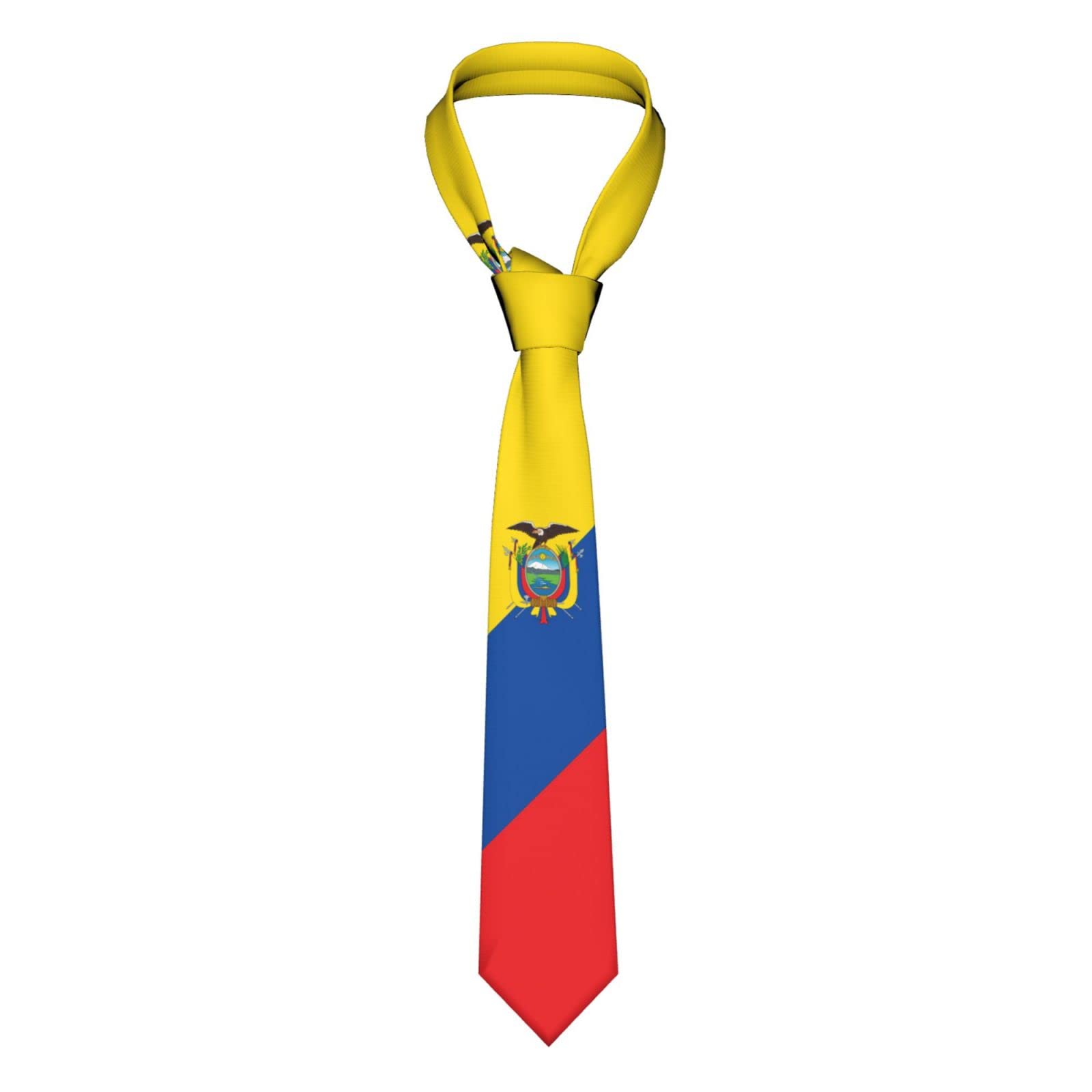 DABOYOZHZH Ecuador Flag Emblem Striped Necktie Men'S Neck Ties Mens Party Business Neckties Soft Skil Tie
