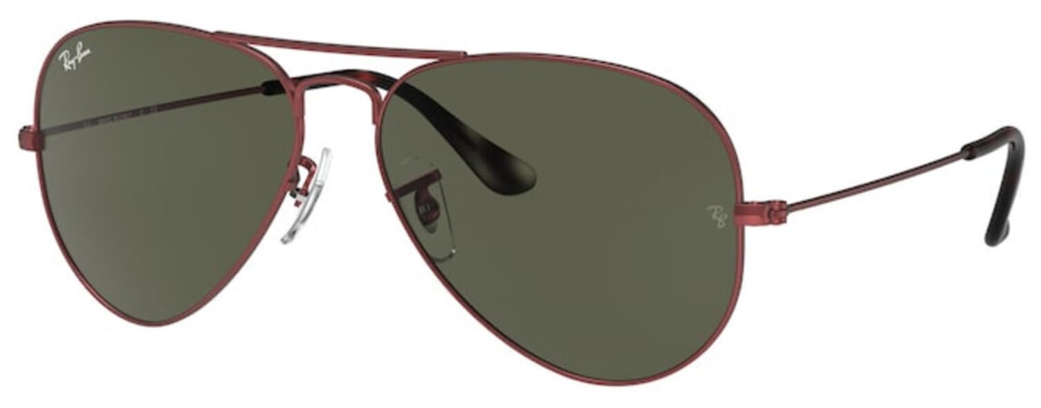 Ray-Ban Unisex Red Aviator Sunglasses, 55 Mm Uk