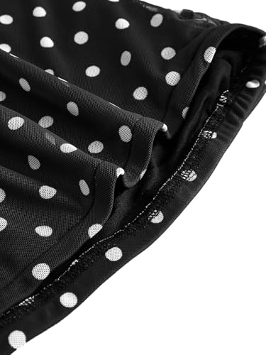 Womens Y2k Polka Dot Mesh Crop Tube Top with Scarf Sleeveless Strapless Cute Fitted Ruched Bandeau Tank Shirts4