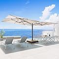 Grand Patio 10x10 FT Large Cantilever Aluminum Umbrella with Base, Double-Sided Offset Umbrella with Cover for Commercial Use, Poolside, Deck, Backyard, Black