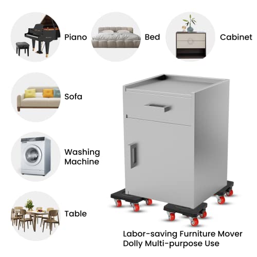 Insdawn Furniture Dolly With 5 Wheels & Furniture Lifter Set,Furniture Sliders 360°Rotation Wheels,5 Wheels Moving Dolly Load Capacity 800Lbs Total,Suitable For Sofa,Refrigerator,Etc，L-Size，4 Packs #TOP6