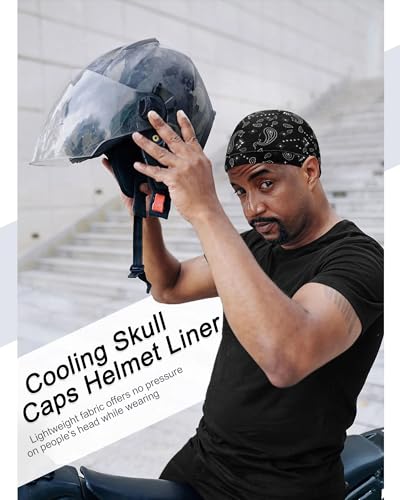 Image of 9 Pcs Cooling Skull Cap Camo Liner Sweat Wicking Lightweight Cycling Cap Running Hat for Men Women