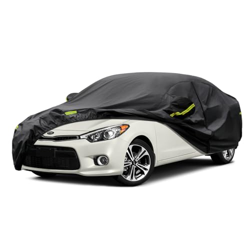 Image of Kaugung 7 Layers Car Cover Custom Fit Kia Forte from 2017 to 2025, Waterproof All Weather Resistant Outdoor Indoor Sun Rain Dust Snow Protection.(USA Warehouse,Within 3-7 Days) Black