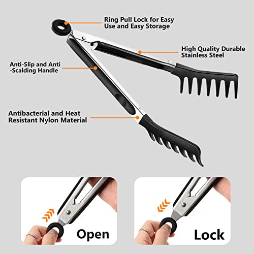 2 Pieces Spaghetti Spoon And Pasta Tong,Non-Stick 13-Inch Silicone Spaghetti Fork And 9.8-Inch Stainless Steel Handle Spaghetti Tong Food Clip For Spaghetti Noodle #TOP2