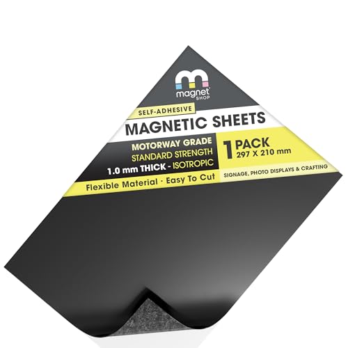 TMS Magnetic Sheets Self-Adhesive | For Magnet Die Storage, Crafts, Cars, Taxis, Vehicles, Sign Making and Outdoor Use | Extra Sticky, Strong Flexible Vehicle Grade (1.0mm thick, A4 Sheet, 1)