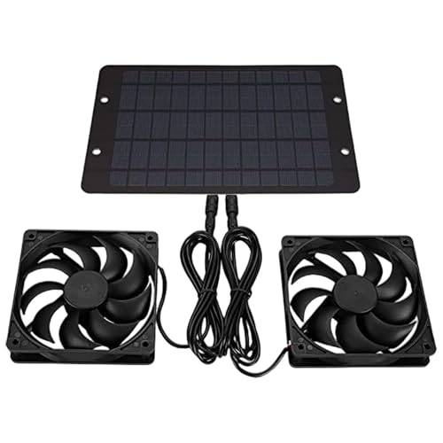 Solar Panel Fan Kit 10W Solar Fan 12V Greenhouse Waterproof Powered Multifunctional Exhaust for Greenhouses Sheds Pet Houses, Chicken Coop