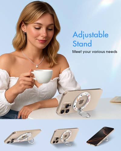 Image of Toycamp Phone Grip Ring Holder Compatible with MagSafe - Magnetic Phone Grip Stand Women Cute Painting Removable Rotatable Magnet Accessories for iPhone 17 Pro Max /16 /15 /14 /13 /12 Series, Water Floral
