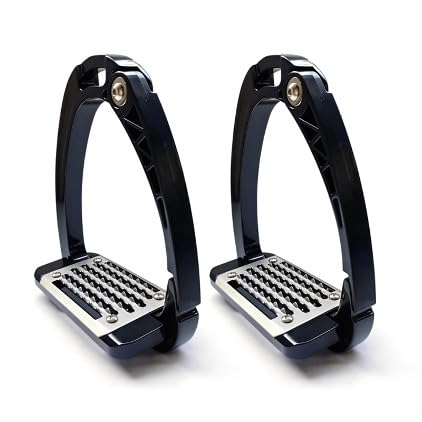 Black Aluminium Horse Riding Stirrups, Non‑Slip Shock‑Absorbent Safety Stirrups, Lightweight Equestrian Equipment for Dressage & Jumping