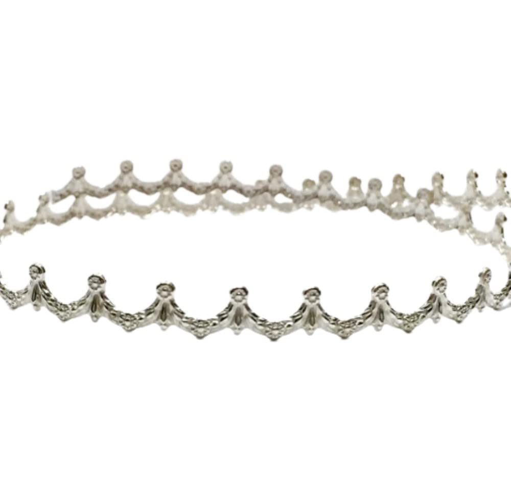 Manufacturer - 12 inch (30.5cm) x 6.4mm Sterling Silver 935 Decorative Wreath Pattern Gallery Wire - Made in Israel