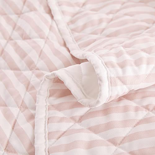 Shalala King Size Quilt Sets, Pink And White Striped Quilt Bedding Set, Soft Microfiber Bedspread And Coverlet With 2 Decorative Pillows For All Season (King, 5Pcs, 106Inches X 96Inches) #TOP4