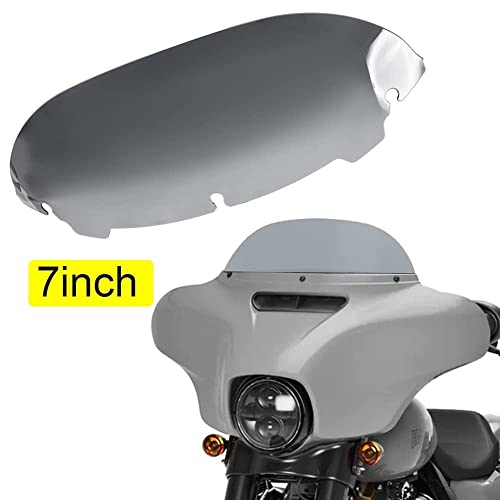 Image of Smoke 7 inch Round Batwing Windshield Windscreen Compatible for 14-24 Harley Davidson Touring Street Glide Electra Glide FLHT FLHTCU Ultra Classic Glide FLHX FLHTK Tri Glide 2014-2024