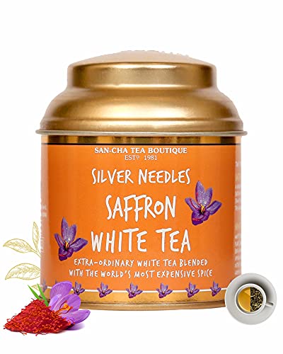 Image of Sancha Saffron White Tea | Rare Kashmiri Kesar & Premium White Tea Buds | Micro-Batch Pure Ingredients | 25g Loose Leaf