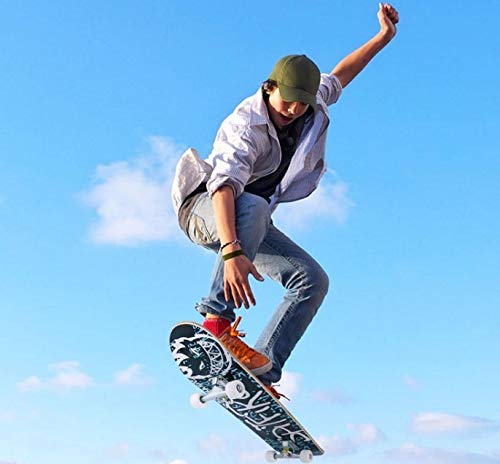 Drumm Skateboard, Skateboard für Kinder, Skateboard für Anfänger, Double Kick Maple Deck konkav Cruiser Skateboard, 7 Schichten Ahornholz, doppelte Brücke, ABEC-7 Kugellager mit PU-Rad, maximale