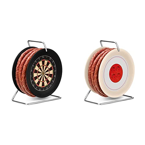 WURSTBARON® Wurst Dartscheibe Dartboard - 3,5m Snack Salami nach Krakauer Art auf einer Mini Rolle Trommel schwarz, 240 g & Kabeltrommel