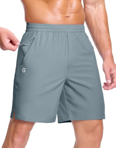 Image of GGJ Men's Lightweight Athletic Shorts with 2 Zipper Pockets 7 inch /9 inch /5 inch Gym Workout Running Quick Dry Tennis Shorts for Men