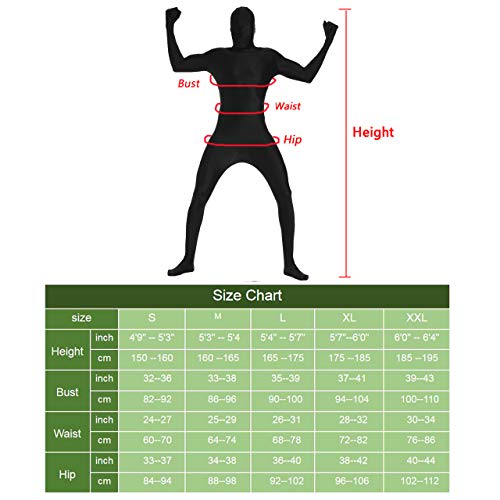 Faleto Unisex Adult Full Body Suit Spandex Zentai Suit Cosplay Halloween Costume, Black S #TOP1