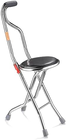 AW Lightweight Folding Walking Cane Stick with Seat Four Legged P...