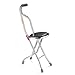AW Medical Folding Walking Stick with Seat Four Legged Portable Travel Hiking Cane Chair Stool Eldely Care Aid
