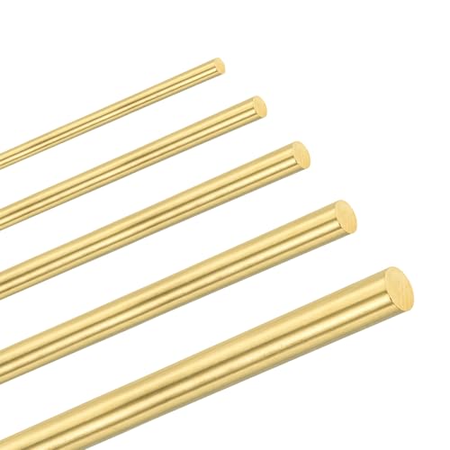 M METERXITY - M METERXITY 5-Pack Tige En Laiton, 3,4,5,6,8mm Dia 3.94" H59 Tige Ronde En Laiton Plein Pour Goupilles De Manche De Couteau Matériel Fournitures Pour Fabrication, Tourillon Rivet Stock Tube
