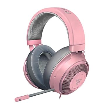 Fone de ouvido gamer Razer Kraken, estrutura de alumínio, conector de áudio de 3,5 mm, Quartz Pink