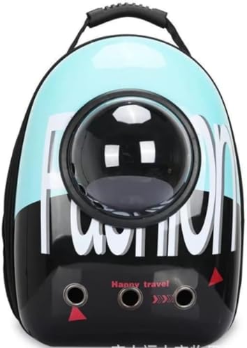 YOROXRG 猫 キャリー バッグ 小型犬ペット リュック 宇宙船 持ち運び ドーム型 鞄 旅行 移動 お出かけ ペット用品 カバン 猫用バックパック ポータブル宇宙カプセル猫バッグ (黒と青の文字)