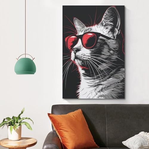 Poster chat pop art 60x90cm toile minimaliste décoration salon