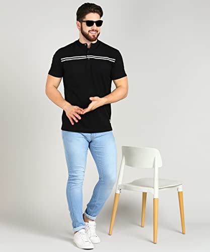Alan Jones Clothing Men's Mandarin Collar Solid Polo T-Shirt