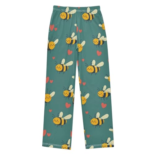 Pajama Bottoms, Pajamas Pant Bees Lounge Wear Casual Cartoon Hearts Sleep Long Pants Soft Pjs Sleepwear
