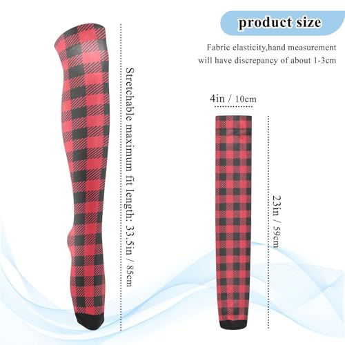 Red Black Buffalo Plaid Women's Knee High Socks Soft Thigh High Socks Casual and Fashion Warm Knee High Stockings for Winter Leg Wear3