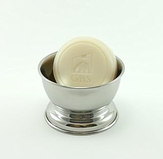 GBS Chrome Shaving Bowl with GBS 97% All-Natural Soap -- Canadian Made with Essential Oil - Hydrating, Rich & Thick luxurious lathers Perfect For traveling for All Skin Bowl Will Fit up to 4 Oz Soap