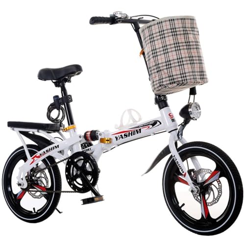 Kcolic Bicicleta Plegable con Cambio Marchas, Bicicleta Urbana Plegable, Marco Aluminio, Bicicleta Deportiva Todo Terreno 16/20 Pulgadas con Lámpara B,16in